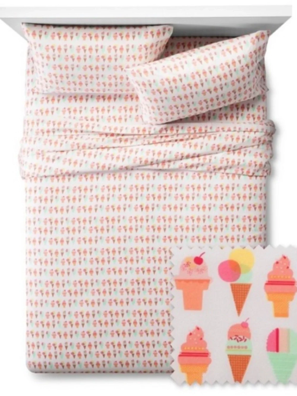 2 Girls Sheet Sets Pillowfort (Ice Cream) & London Kaye (Ice Cream) 8 Pieces
